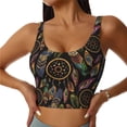 thumbnail image 2 of Lsque Decorative Feathers Printed Women'S Sports Bra, Compression, Moisture Wicking, High-Impact Sports Bra For Women,Supportive sports bra-Small, 2 of 9