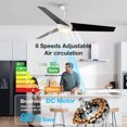 thumbnail image 3 of Warmiplanet 60inch White Ceiling Fan with Lights Remote Control,  DC Motor,6 Speed, Frosted Glass (3 Blades), LED Light, 3 of 8