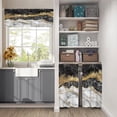 thumbnail image 3 of Black Gold Valance Curtains for Living Room, Marble Pattern Semi Sheer Kitchen Valances for Windows, Rod Pocket Short Window Treatment Decor, 52x18, 3 of 6