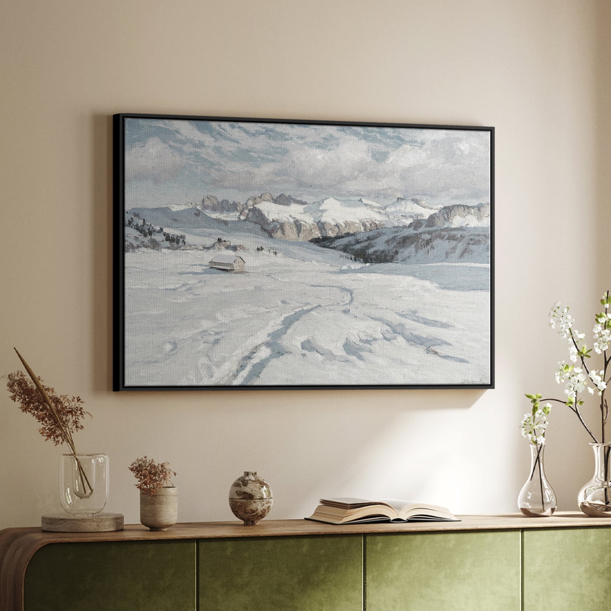 Vintage Landscape-CCLXVIII By Wexford Home Framed in Black Wood Gallery Wrapped Canvas 25 in. x 37 in.