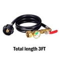 thumbnail image 3 of Propane Adapter Hose With Gauge And Control Heavy Duty Brass For 1 Lb Bottles And Large Tanks 3 Ft For, 3 of 9