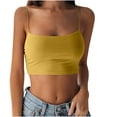 thumbnail image 2 of WTXUE Camisole Tops Sleeveless Tops for Women Fashion Women Sleeveless Vest Ladies Solid Camis Slim Short Tank Tops Bandeau Tops Camisole Tops for Women Built In Bra Crop Tank Tops for Women Yellow S, 2 of 3