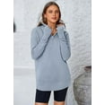 thumbnail image 4 of PRETTYGARDEN Womens Long Sleeve Quarter Zip Pullover Sweater Casual Loose V Neck Collared Ribbed Knit Jumper Tops Thumb Hole, 4 of 9