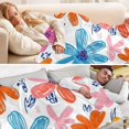 thumbnail image 5 of 70x55 Inches Glow in The Dark Blanket Cozy Throw Camping Blankets for Home and Outdoor Use Orange and Pink Flower Pattern, 5 of 8