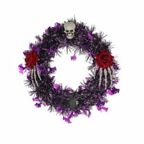 HmNPlay 14 Inch Lighted Halloween Wreath - Battery Operated LED Door Decor for Indoor/Outdoor, Handcrafted All-Season Wreath with Easy Clean, Spooky Festive Gift