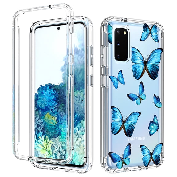 For Samsung S20 Ultra Case, Mantto 360-Degree edge Protection Flower Patterned Case & TPU Rubber Silicone With Screen Protector Film Shockproof edges For Samsung Galaxy S20 Ultra, Butterfly