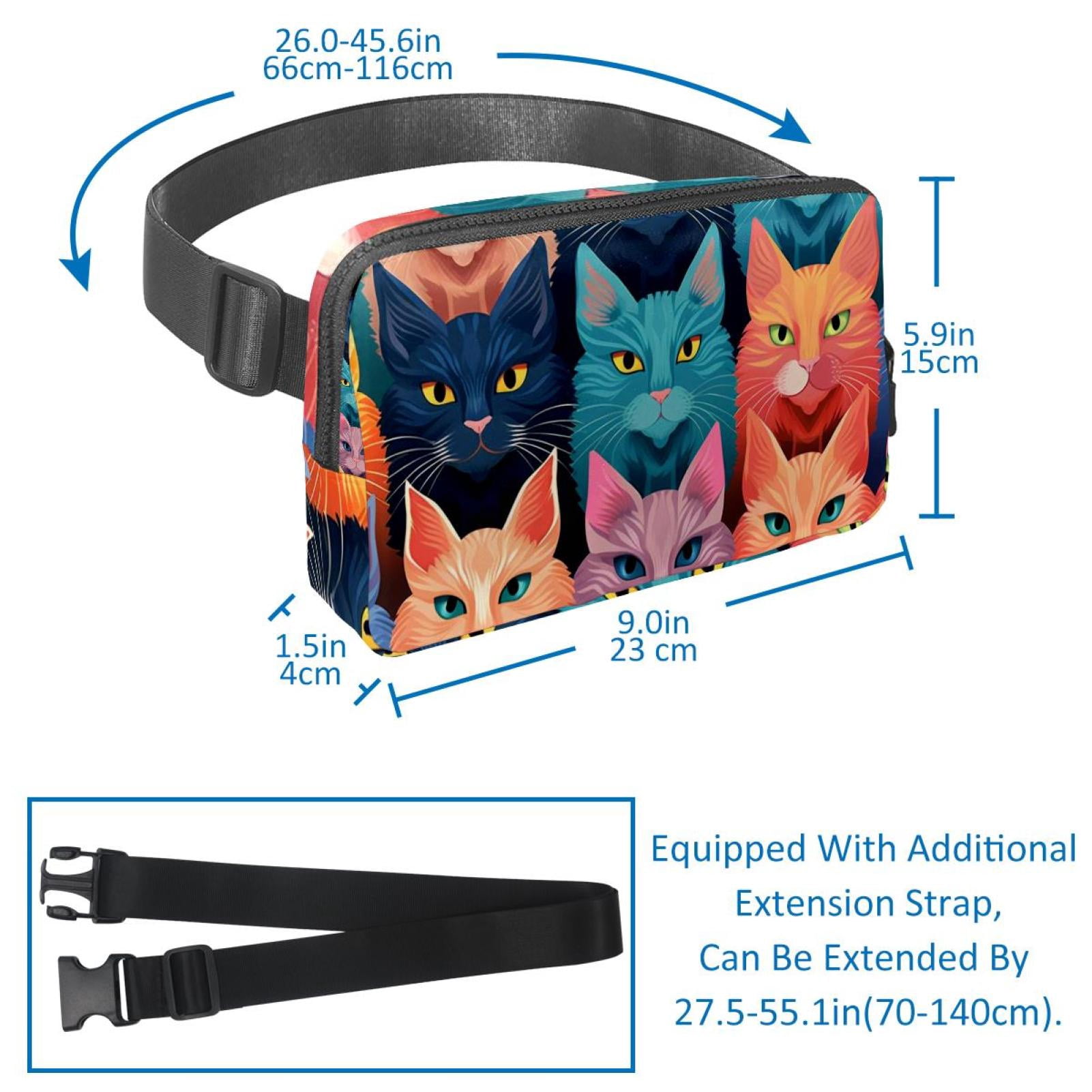 Cat Lightweight Adjustable Running Belt with Extension Strap for Unisex - Fanny Pack Waist Bag for Fitness and Exercise