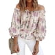 thumbnail image 2 of Puntoco 2024 Tops de verano para mujer, tops gráficos para mujer, cuello de hombro, túnica fluida, blusa suelta de manga corta 3/4, 2 of 4