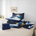 thumbnail image 6 of Feelyou Cartoon Blue Snowman Twin Bedding Sets 7-Piece, Dreamy Winter Snowflake Bedding Comforter Set, Happy New Year Reversible Sheet Sets, Microfiber Bedroom Decor, 6 of 8