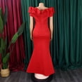 thumbnail image 4 of AURA Women's Off Shoulder Mermaid Maxi Dress Solid Color Pleated High Waist S-XXXL, 4 of 7