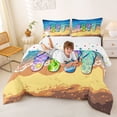 thumbnail image 3 of jejeloiu Summer Beach Full Size Comforter Sets,Flip Flop Print Bedding Comforter Set For Boys,Multicolor,Polkadot Reversible,3pcs,1 Comforter and 2 Pillowcases, 3 of 7