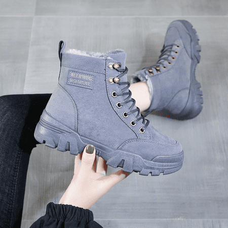 

Women s Round Toe Chunky Sneaker Winter Thermal High Top Platform Lace-Up Short Boots Women s Footwear