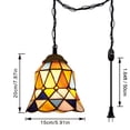 thumbnail image 2 of Kiven Plug in Pendant Light,Tiffany Hanging Light with Iron Lampshade and 15FT Plug-in Cord, Dimmable Ceiling Pendant Light for Bedroom Hallway Foyer Kitchen Island, 1-Light, 2 of 7