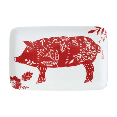 - 3R Studios Stoneware Platter with Pig