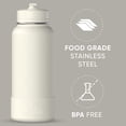 thumbnail image 4 of Hydrapeak 32oz Sport Insulated Water Bottle with Straw or Chug Lid, Leak & Spill Proof, Keeps Drinks Cold for 24 Hours, Hot for 12 Hours, Premium Stainless Steel Water Bottles (32oz, Ivory), 4 of 9
