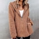 thumbnail image 2 of Chaqueta con capucha y cremallera de manga larga de felpa para mujer Abrigo informal / Chaqueta Color sólido con bolsillos Pompotops qwe15981, 2 of 9