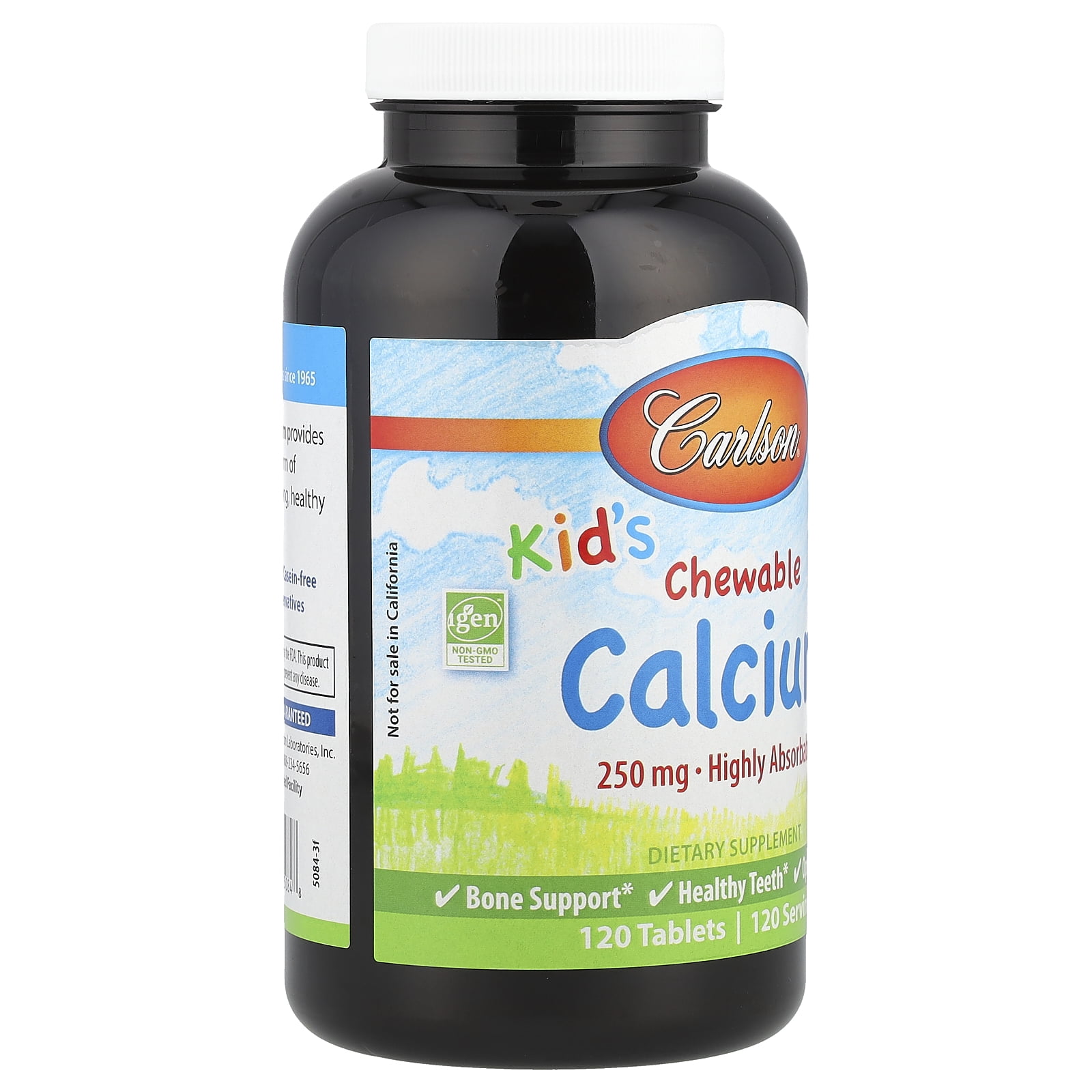 Carlson Kid's, Chewable Calcium, Natural Vanilla, 250 mg, 120 Tablets