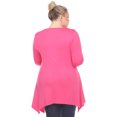 thumbnail image 3 of White Mark Women's Plus Size Quarter Sleeve Solid Sharkbite Tunic Top, 3 of 5