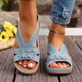 thumbnail image 6 of Wide Sandals for Women,Womens Wedge Sandals,Summer Slippers for Women,Women's Sandals,Walking Sandals Women,Women's Fashion Plus-Size Retro Floral Open-Toe Sandals,Blue,7.5, 6 of 7