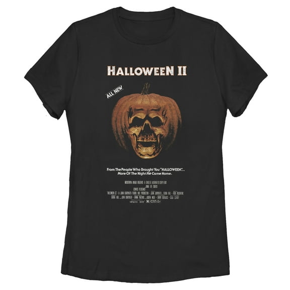Women's Halloween II Skeleton Movie Poster  Graphic Tee Black 2X Large