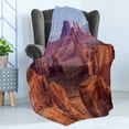 thumbnail image 4 of Canyon Soft Flannel Fleece Blanket, View of Deep Canyon with Different Scaled Length Red Rocks Discovery Artwork Theme, Cozy Plush for Indoor and Outdoor Use, 50" x 70", Brown Blue, by Ambesonne, 4 of 5