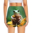 thumbnail image 3 of Picia Tree Frog Sitting On Sunflowes Pattern Women's 2 in 1 Athletic Running Shorts High Waisted Workout Casual Gym Sweat Shorts with Comfy Liner Zipper Pockets-X-Large, 3 of 9