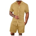 thumbnail image 2 of Short Sets for Men Short Sleeve Button Down Collared Shirt and Bermuda Shorts 2 Piece Matching Set Beach Outfit Set, 2 of 6