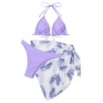 thumbnail image 1 of YDLCAFD Easter Women's 3 Piece Textured High Cut Triangle Bikini Swimsuit With Cover Up, 1 of 4