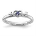 thumbnail image 6 of Auriga Fine Jewelry 925 Sterling Silver Created Sapphire Heart with Arrow Ring Size 5 for Women, 6 of 6
