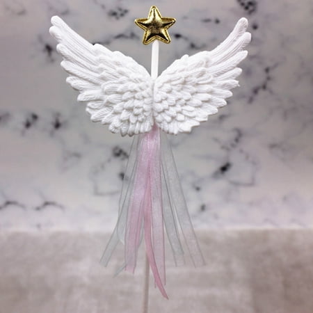 Michellem Lovely 1Pc Angel Wings Cake Topper Decor Halloween Birthday Party Event Supplies Kids Birthday Cake Decoration