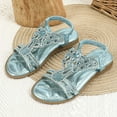 thumbnail image 6 of Huowey Girl Princess Sandals Rhinestone Slingback Sandals Sandals Elastic Ankle Strap Casual Bohemian Beach Shoes, 6 of 8