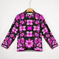 thumbnail image 5 of Pink Flowers on Black Men's Stand Collar Sweater Long Sleeve Clothing Loose Fit Sports Sweater, 5 of 8
