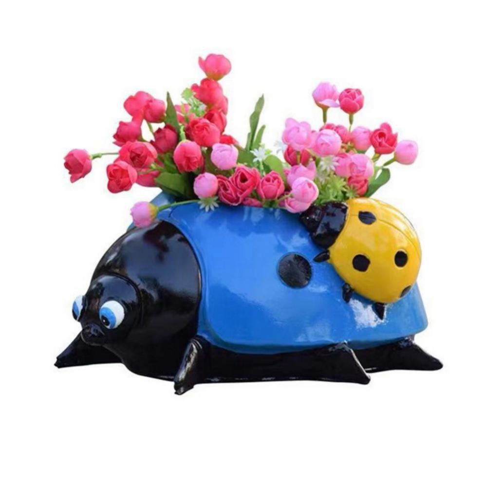 Resin Ladybugs Flower Pot Garden Decorations, Simulation Animal Ladybugs Flower Pot,Outdoor and Garden Decor Patio Yard Planter Flower Pot Indoor or Outdoor Decorations (Blue) - image 1 of 7