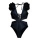 thumbnail image 1 of Gibobby Batas de baño mujeres spa Traje de baño de bikini de cintura alta con correa sin espalda con volantes en los hombros y cuello en V para mujer(Negro,XL), 1 of 4