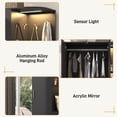 thumbnail image 3 of Blotout 2 Door Armoire Wardrobe Closet with Mirror & Sensor Lights, 71'' Large Wardrobe Armoire with 2 Drawers & Shelves, Modern Wooden Armoire Storage with Hanging Rod for Bedroom, Black, 3 of 7