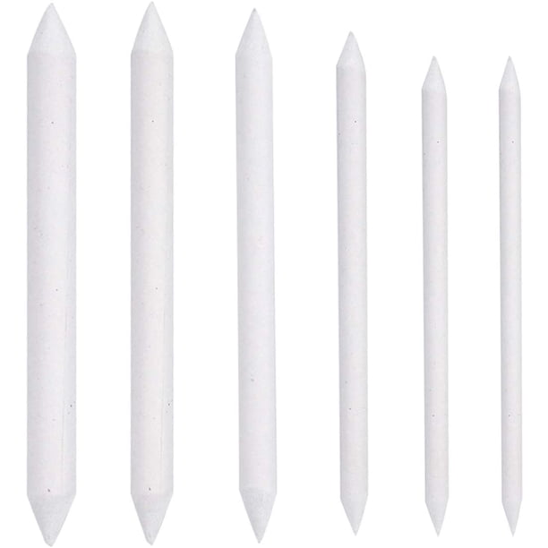 Juego de 6 borradores de papel blanco artístico, juego de totilones de papel mixto, herramienta de dibujo de varilla agitadora de arte de doble punta para pintura DIY, bocetos, lápiz, blanco Sailing Electrónica