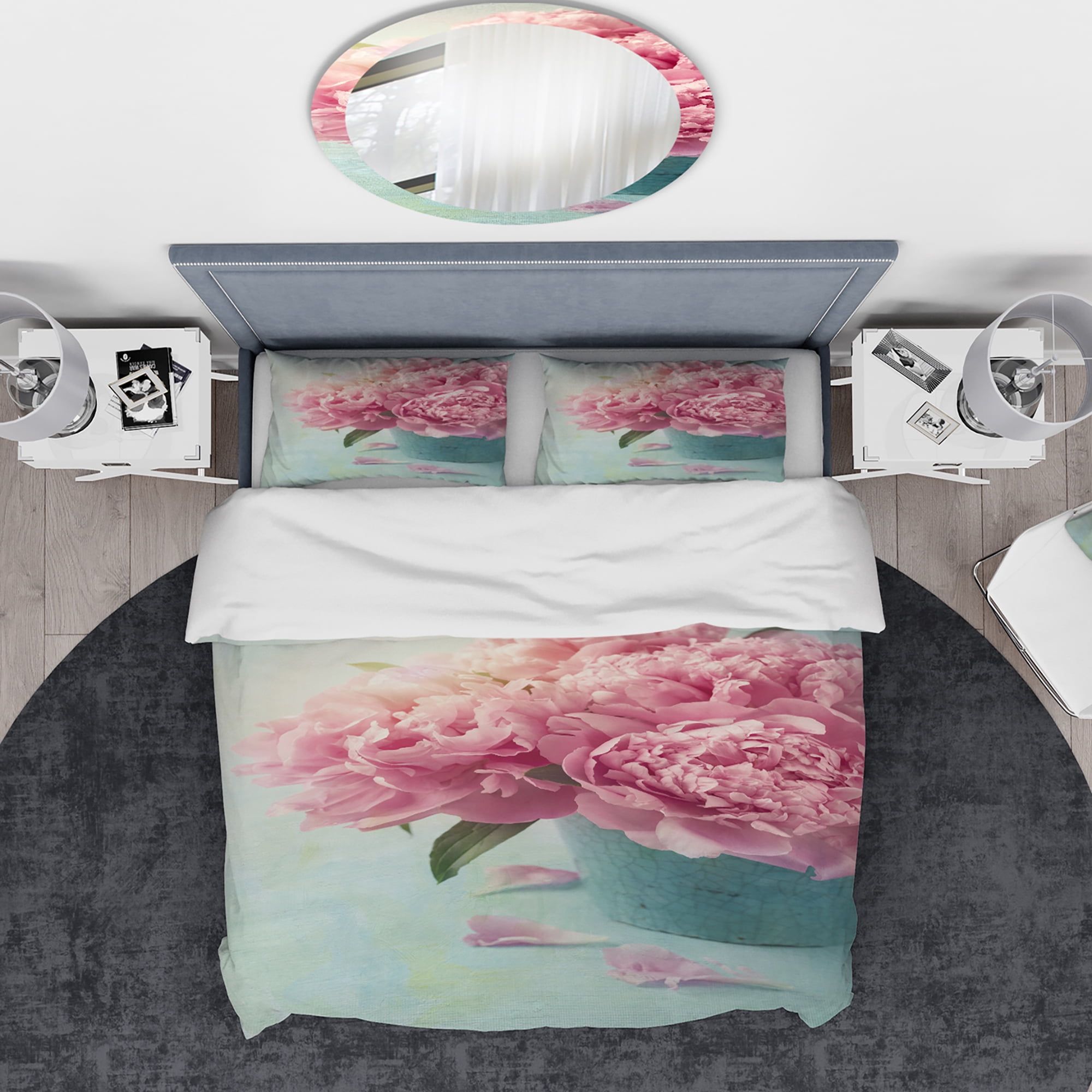 Designart 'Pink Peony Flowers in Vase' Traditional Duvet Cover Set