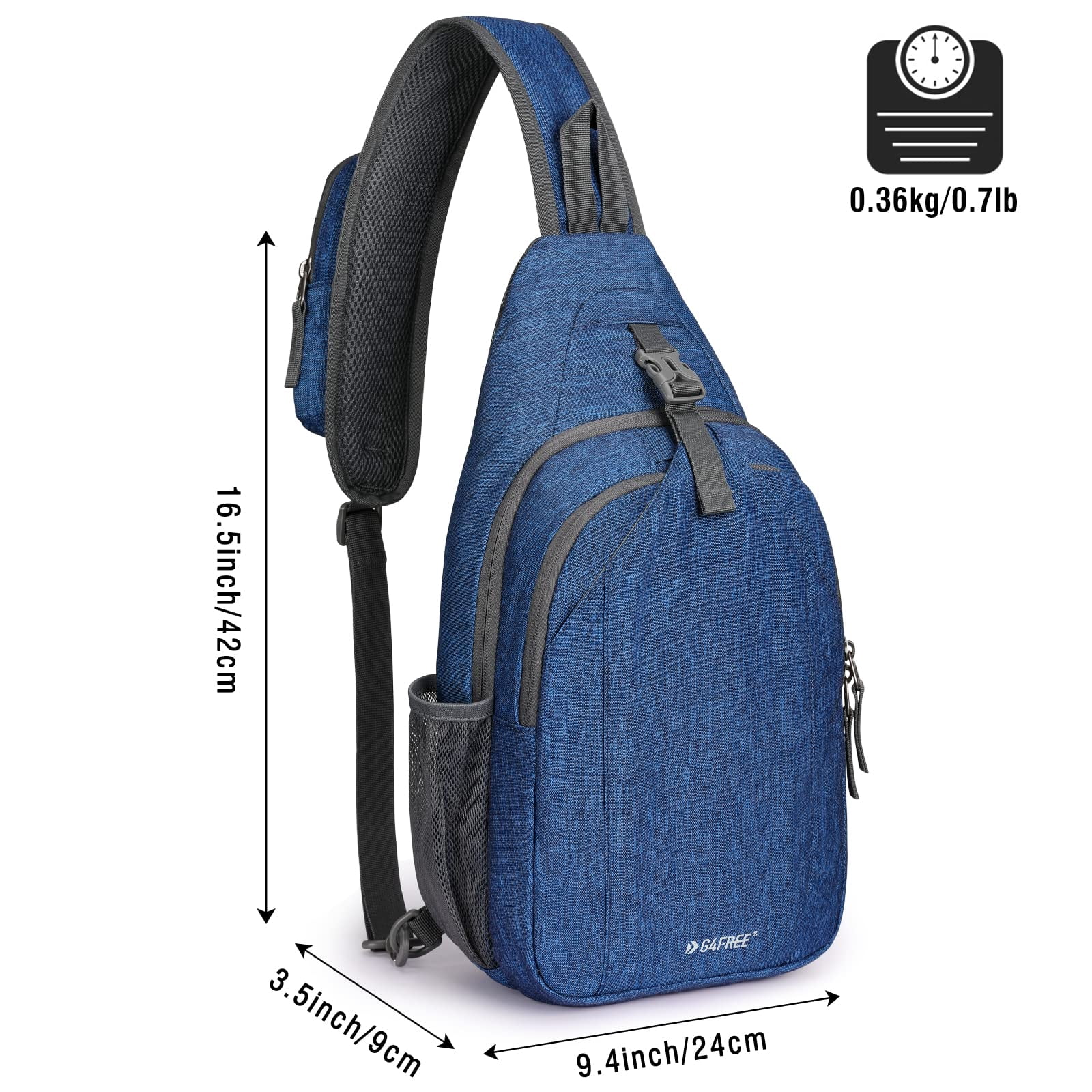 G4Free Sling Bag RFID Blocking Sling Backpack Crossbody Chest Bag Daypack for Hiking Travel