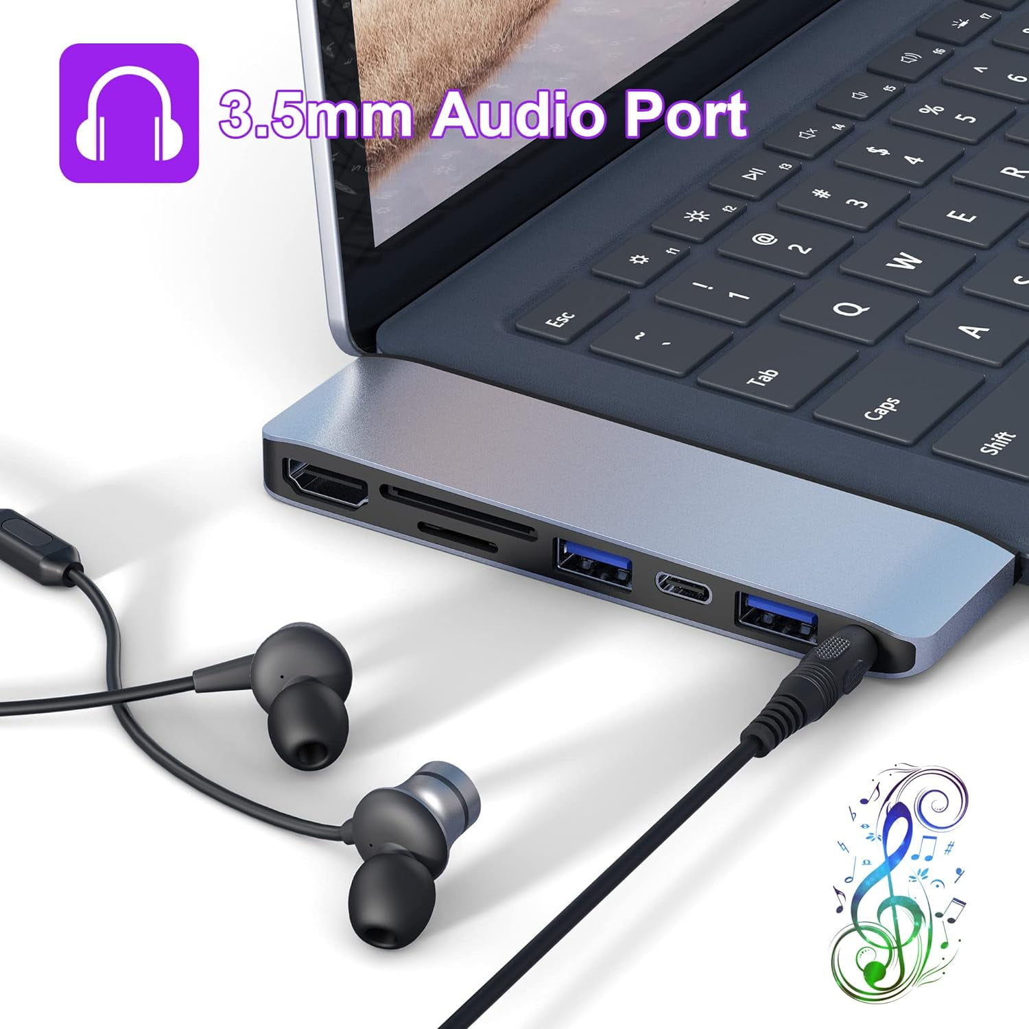 Surface Laptop 5/Laptop 4/Laptop 3/Laptop Go/Laptop Go2 Hub Docking Station with 4K@30HZ HDMI +2*USB 3.0 +USB-C +SD TF Card Slot +3.5mm Audio Adapter for Surface Laptop 3/4/5/Laptop Go/Go2