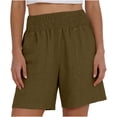thumbnail image 2 of ClodeEU Women's Linen High Waist Elastic Waist Shorts, Casual Summer Short with Pockets for Vacation Coffee,Women's Plus S, 2 of 6