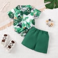 thumbnail image 2 of LAPAKIDS Baby Boys Summer Beach Clothes Casual Outfits 12-18 Months Leave Short Sleeve Romper Shirt Top + Solid Short, 2 of 7