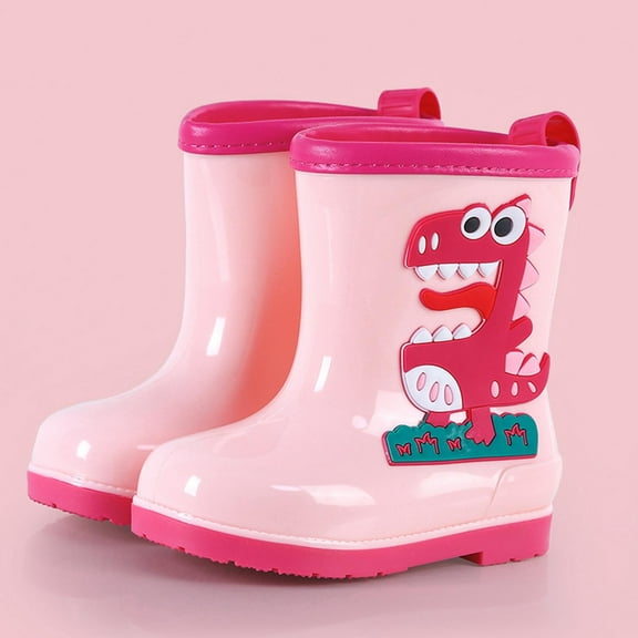 Caywon Everyday Delights Rain Boots PVC Rain Boots-Waterproof Easy-On Boots Outdoor Home Rubber Shoes with Easy on Handles(1-13Years)