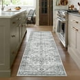 thumbnail image 5 of Garvee 2'x6' Persian Runner Rug, Vintage Distressed Floral Boho Rug Farmhouse Non-Slip Low Pile Accent Carpet for Bedroom Hallway Kitchen, Light Gray, 5 of 9