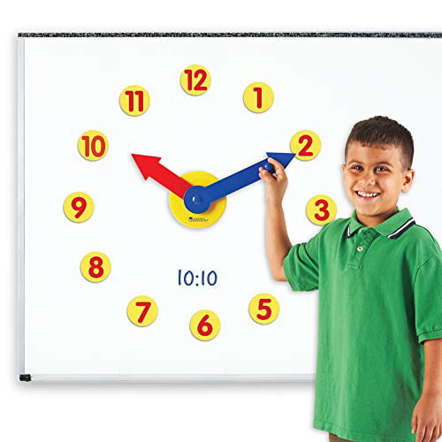 Grades K+ Whiteboard Accessories Ages 5+ Learning Resources Magnetic Time Activity Set Time Telling Homeschool Basic Math Skills Giant Demo Clock