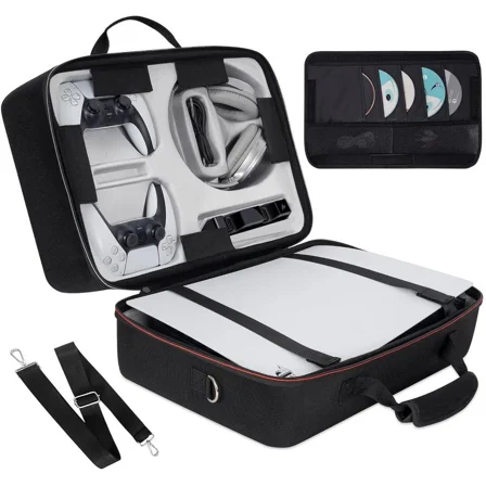 Hard Shell Carrying Case Compatible with PS5, Travel Bag Holds PlayStation 5 Disk Digital Edition, Games and Gaming Accessories