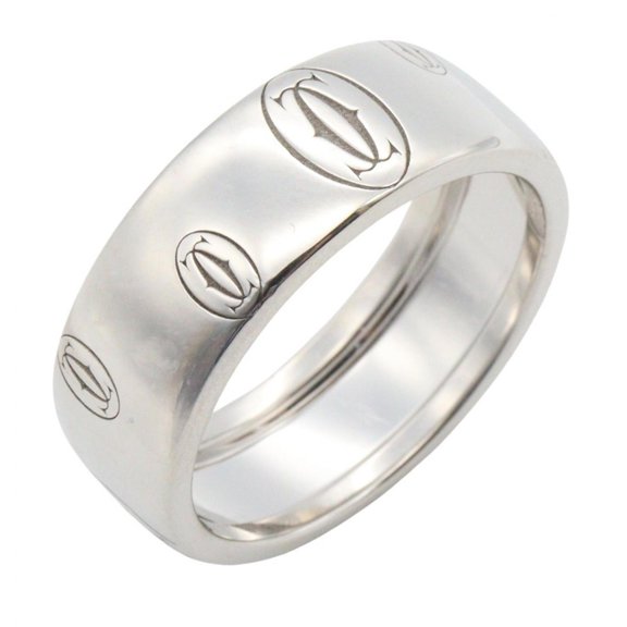 Pre-Owned Cartier Happy Birthday Ring, 18K White Gold (18KWG), Silver Tone, for Men and Women.