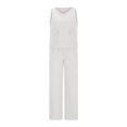 thumbnail image 4 of SDNall 2 Piece Sets for Women Summer V-Neck Solid Sleeveless Top + Loose Pocket Pants Suit (White, Sizes S-XXXXL), 4 of 9