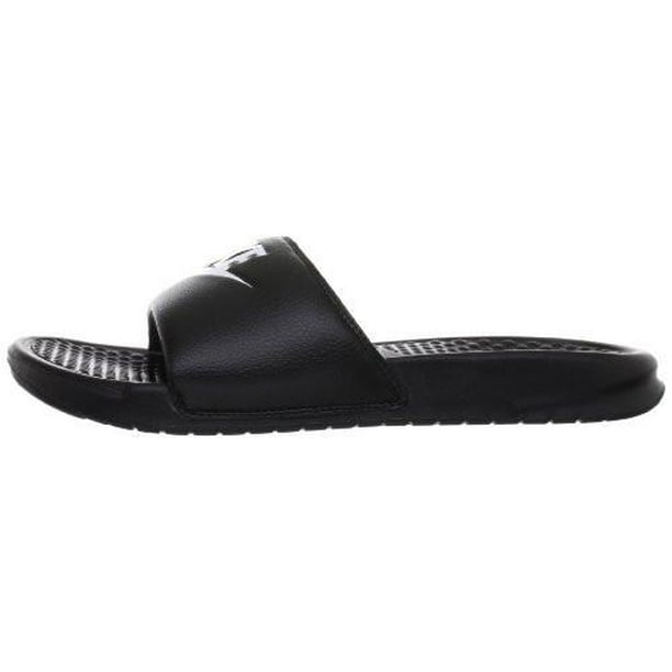 NIKE Men's Benassi Just Do It Slide Sandal, Black/White, 14 US -