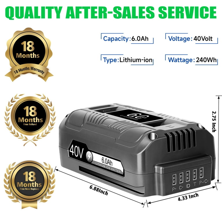 Snow Joe Batteries DSANKE 40V Replacement For Ryobi 40V