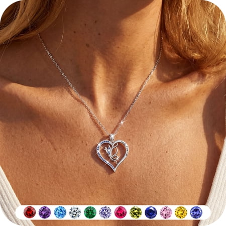 Yndra Butterfly Heart Necklace for Women,925 Sterling Silver Forever Love Pendant December Tanzanite Birthstone Necklace,Jewelry Gift for Mom Wife Girlfriend,Birthday Anniversary Mother’s Day Gift